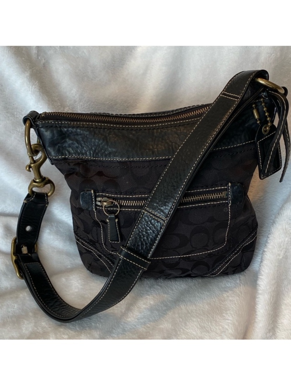 Coach Legacy Y2K Vintage Signature Canvas and Leather Hobo Crossbody Bag